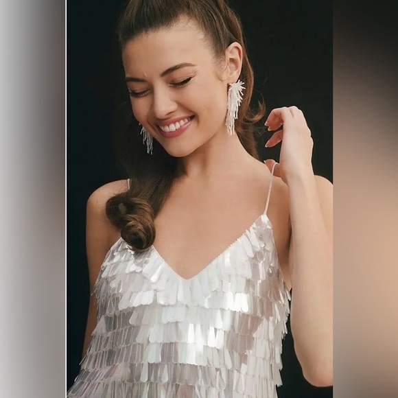 Anthropologie BHLDN Taylor Swift Sequin Mini Dress Bridal Womens 2 Bachlorette - Picture 4 of 11